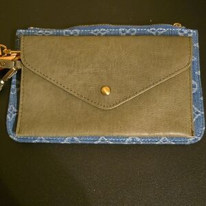 Stylish Olive Women's Clutch With Bonus Denim Inspired Designer Clutch